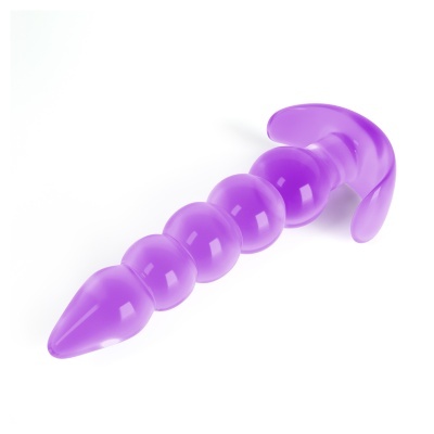 Produto de silicone roxo translúcido com esferas e base larga