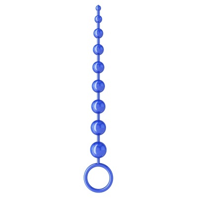 Conjunto de contas anais em plástico azul com esferas e anel