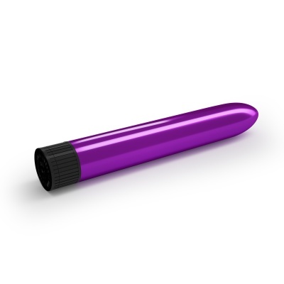 Vibrador cilíndrico roxo com base preta