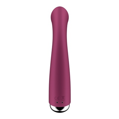 Vibrador roxo em silicone com base metálica prateada
