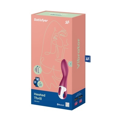 Caixa com vibrador roxo e branco da marca Satisfyer