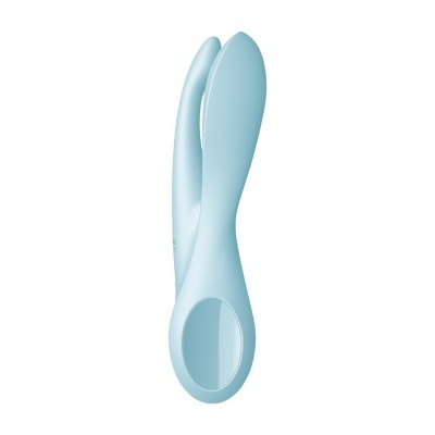 Instrumento azul claro de plástico ou silicone curvado com cavidade oval