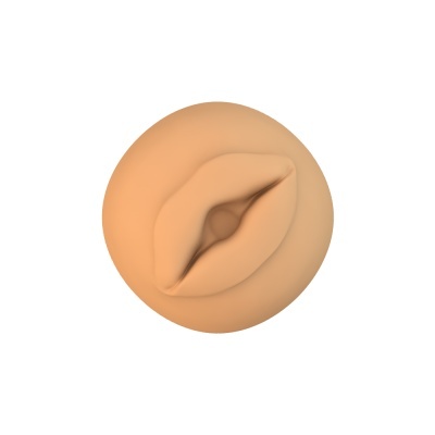 Objeto circular cor de pele com forma semelhante a lábios vista de cima