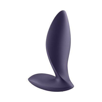 Produto curvo roxo escuro de silicone com base larga