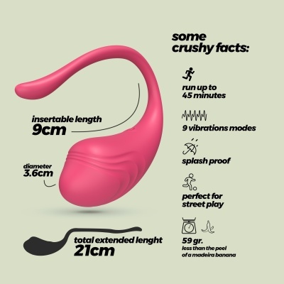 Imagem de um dispositivo cor de rosa com texto informativo em inglês ao lado