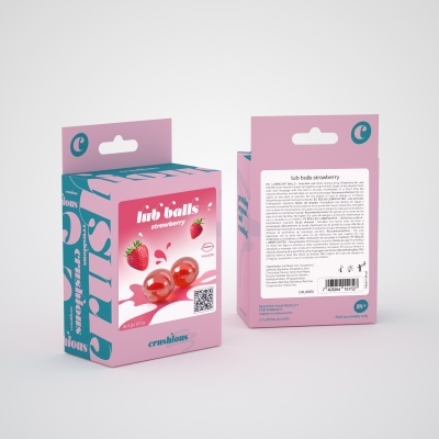 Embalagem de lubrificantes lub balls strawberry com ilustração de morango