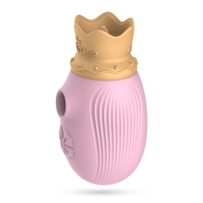 Dispositivo rosa com topo dourado em forma de coroa