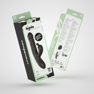 Produto 'fapin' vibrador preto com embalagem verde e preta