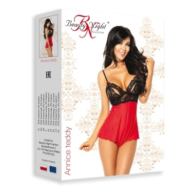 Caixa de lingerie feminina vermelha e preta com renda