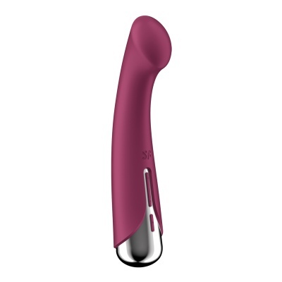 Vibrador cor vinho com base prateada e fundo branco
