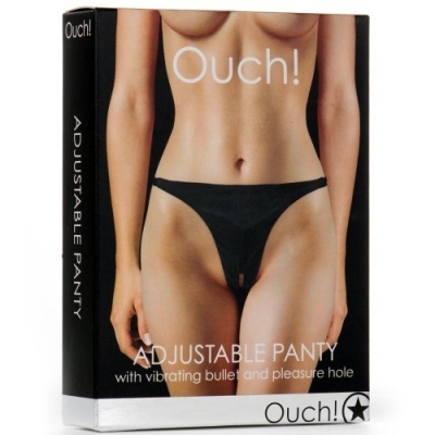 Embalagem de lingerie preta Ouch! Adjustable Panty com vibrador