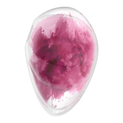 Máscara facial transparente com líquido cor de rosa