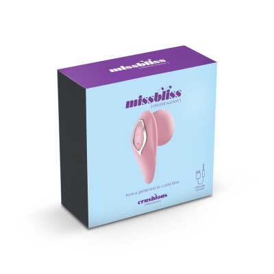 Caixa do produto missbliss com dispositivo rosa e descrição