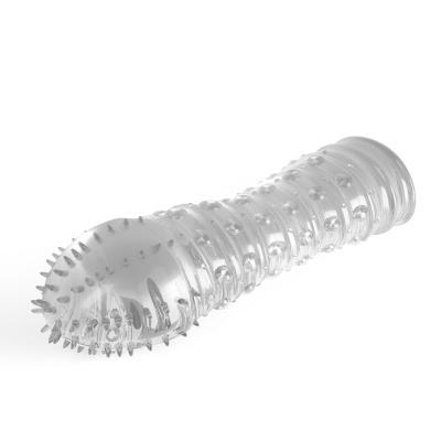 Capa protetora cilíndrica transparente com textura de pontas e relevos