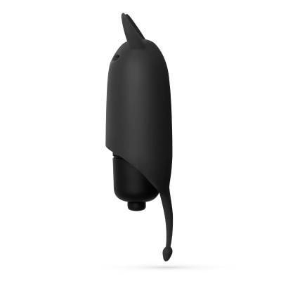 Dispensador preto de silicone com formato arredondado e bico longo