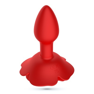 Plug anal vermelho com base em forma de flor