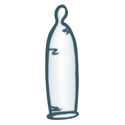 Preservativo transparente com contorno cinza-escuro