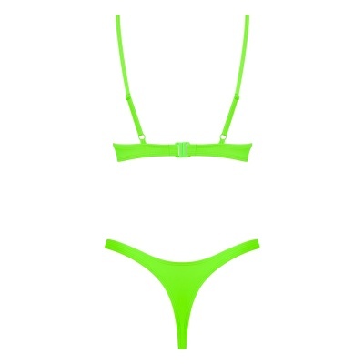 Biquíni verde neon com alças ajustáveis e parte inferior tipo tanga