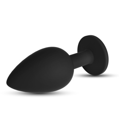 Plug anal preto de silicone com base circular