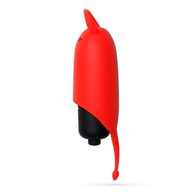 Dispositivo pequeno vermelho e preto em fundo branco