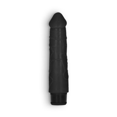 Vibrador preto com textura veias salientes e formato anatómico