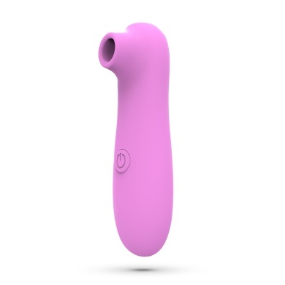 Aparelho vibrador rosa em silicone com botão power circular
