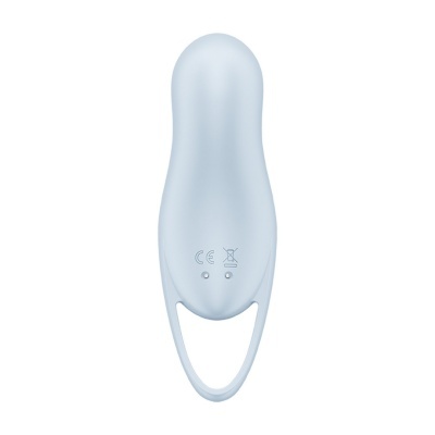 Produto azul claro com superfície lisa e argola integrada