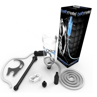 Kit Bathmate HydroXtreme com bomba, acessórios e embalagem preta e azul