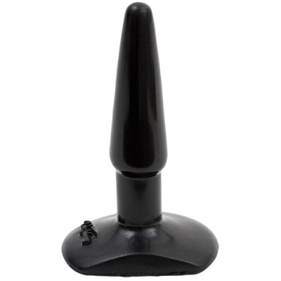 Plug anal preto em silicone com base larga