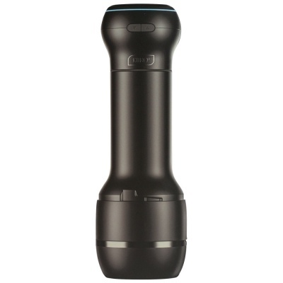 Utensílio de cozinha preto cilíndrico da marca Kilner com tampa azul