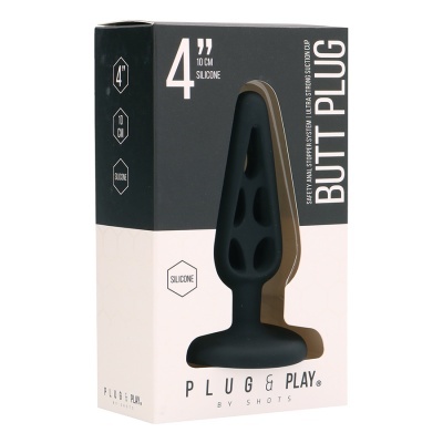 Embalagem de plug anal preto de silicone 10 cm