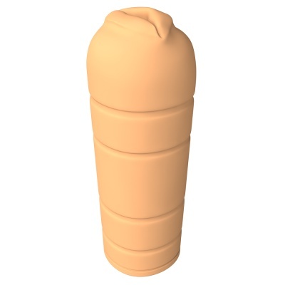 Recipiente cilíndrico bege claro com topo arredondado e liso