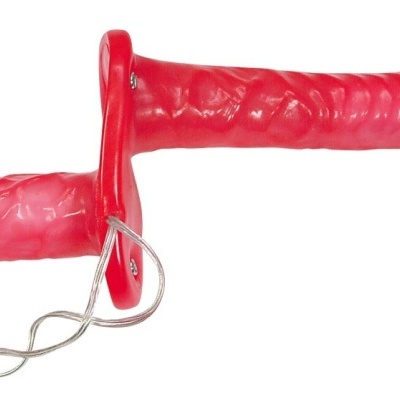 Dildo vibratório vermelho com textura realista e cordão branco