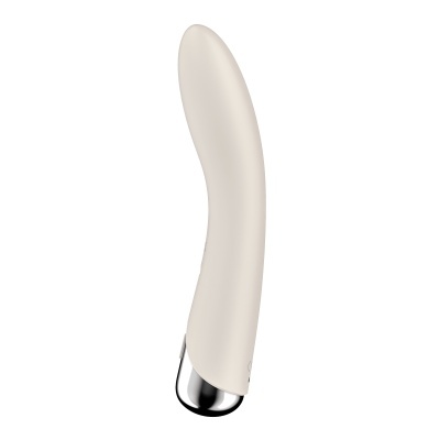 Vibrador branco curvo com base prateada