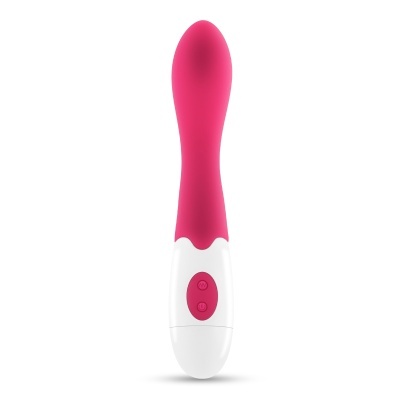 Vibrador pessoal cor-de-rosa e branco com botões