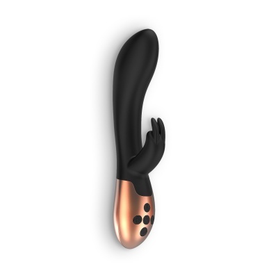 Vibrador preto com base cobre e cinco botões pretos