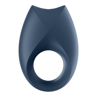 Anel masculino azul escuro de silicone com formato oval e abertura circular para o dedo