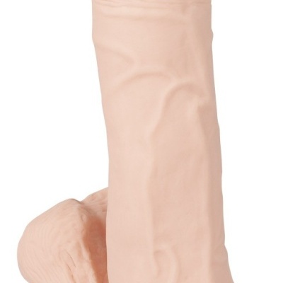 Dildo realista de cor pele com textura e base de ventosa
