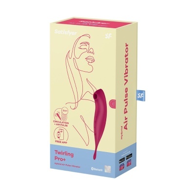 Caixa com vibrador vinho e ilustração de mulher em linha