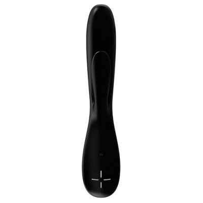 Vibrador preto com símbolo de controlo em cruz branca