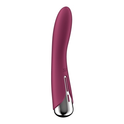 Vibrador rosa escuro com base prateada em fundo branco