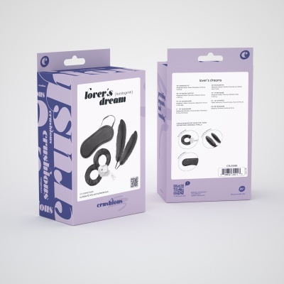 Embalagem roxa de brinquedos eróticos lover's dream com imagens e texto