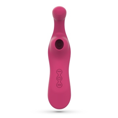Vibrador feminino cor de rosa em siliconado com botões e superfície texturizada