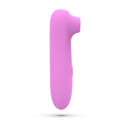Vibrador rosa com cabeça oval em fundo branco
