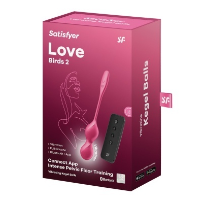 Embalagem rosa do Satisfyer Love Birds 2 com bolas de Kegel e controlo remoto