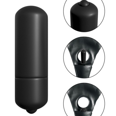 Dispositivo cilíndrico preto fosco com botões e encaixes elásticos