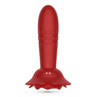 Brinquedo erótico vermelho em silicone com base em forma de flor