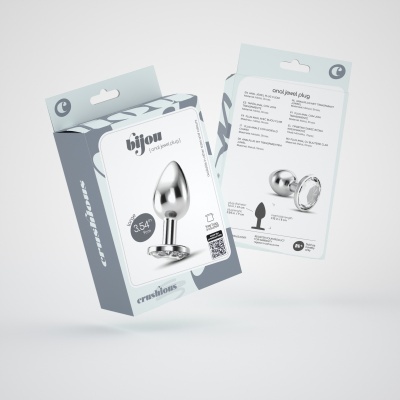 Embalagem de plug anal prateado com joia cristal