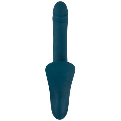 Vibrador azul escuro com cabo largo e textura