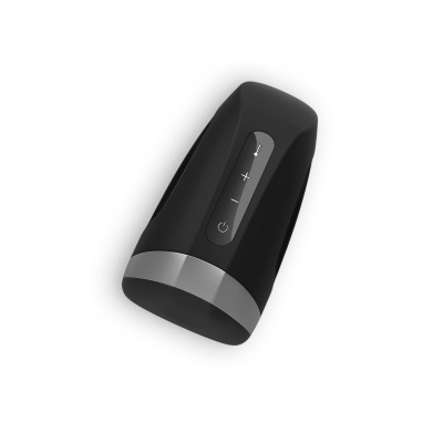 Aparelho eletrônico preto com botões táteis em relevo e detalhes cinza